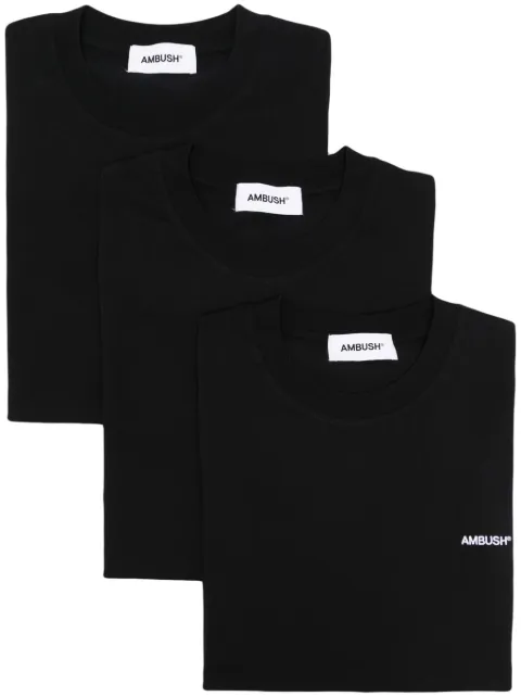 AMBUSH logo-embroidered crew-neck T-shirt Black BMAA035F23JER0011000