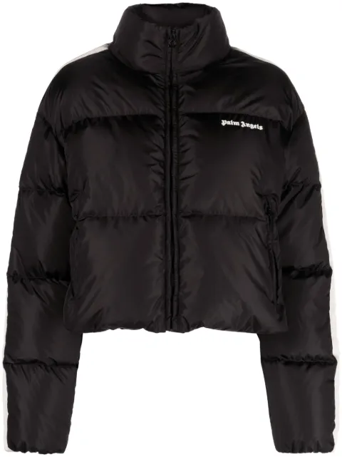 Palm Angels logo-embroidered puffer jacket Black PWED018F23FAB0011001