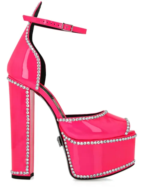 Philipp Plein crystal-embellished leather pumps Pink SADSWSA0655PLE010N