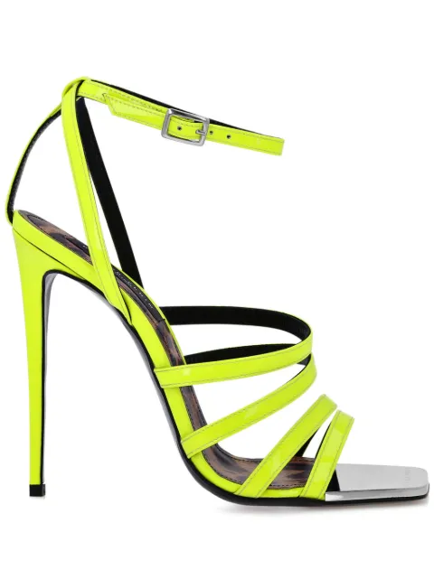 Philipp Plein square-toe patent leather sandals Yellow SADSWSA0645PLE077N