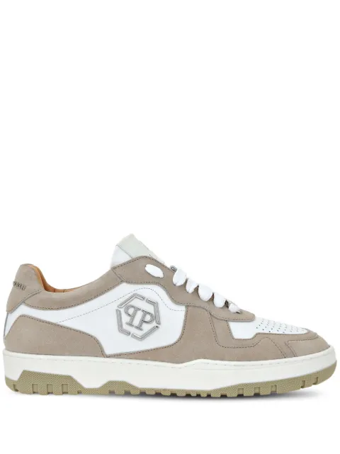 Philipp Plein Hexagon logo-plaque panelled sneakers Neutrals SADSUSC0547PLE022N