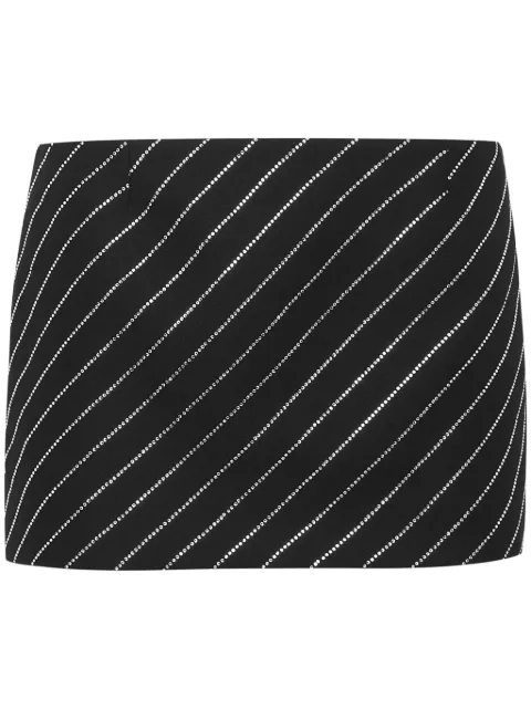 Philipp Plein crystal-embellished pinstriped mini skirt Black SADCWRV0501PTE008N