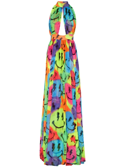 Philipp Plein Smile chiffon maxi dress Blue SADCWRG2882PTE048N