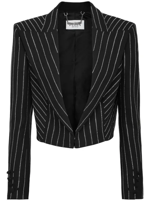 Philipp Plein Cady crystal-embellished cropped blazer Black SADCWRB1309PTE008N