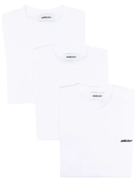 AMBUSH logo-embroidered crew-neck T-shirt White BMAA035F23JER0010100