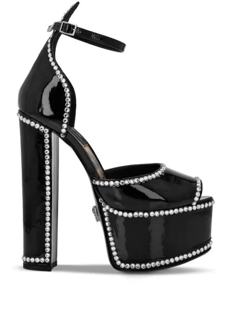 Philipp Plein crystal-embellished heeled platform sandals Black SADSWSA0655PLE010N
