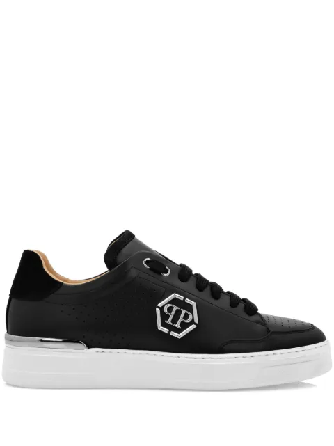 Philipp Plein logo-print leather sneakers Black SADSUSC0538PLE022N