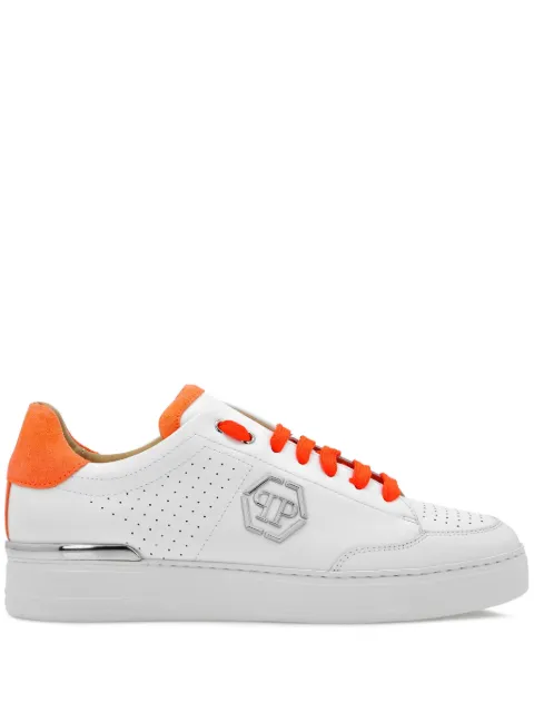 Philipp Plein logo-plaque leather sneakers White SADSUSC0537PLE022N