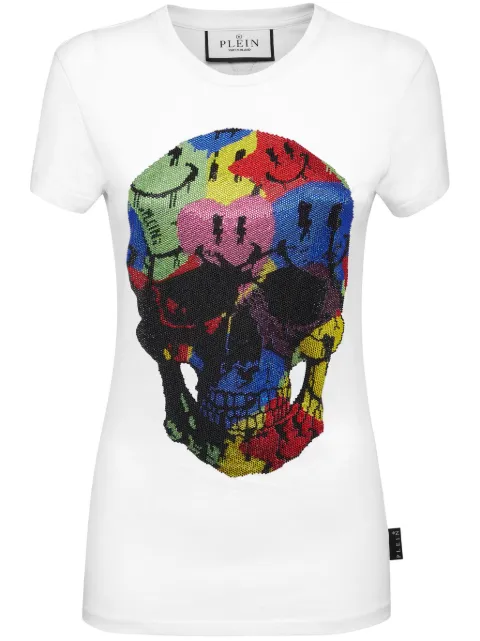 Philipp Plein skull-print rhinestones-embellishment T-shirt White SADCWTK3121PJY002N