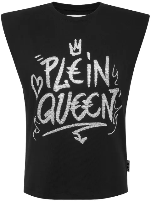 Philipp Plein crystal-embellished cotton tank top Black SADCWTK3115PJY002N