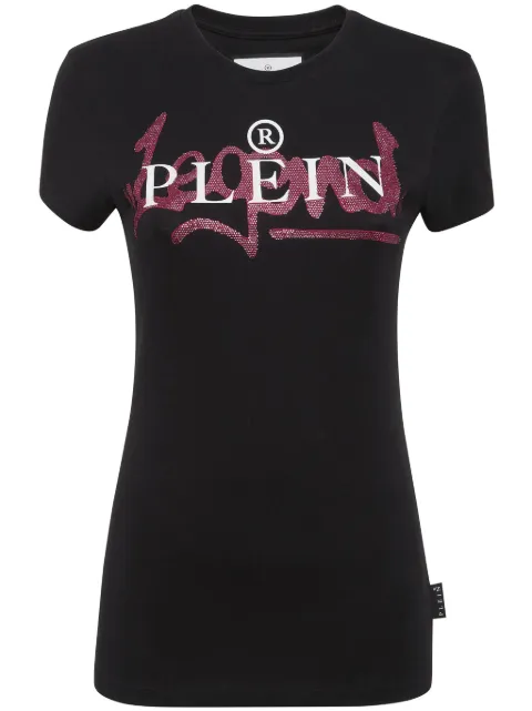 Philipp Plein crystal-embellished logo-print T-shirt Black SADCWTK3110PJY002N