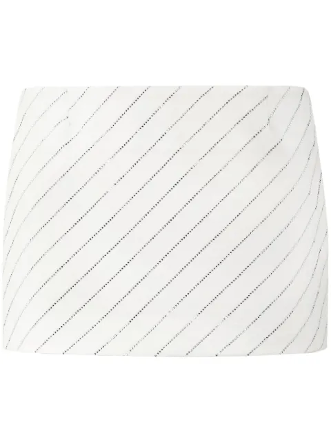 Philipp Plein crystal-embellished pinstriped mini skirt White SADCWRV0501PTE008N