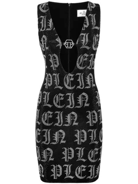 Philipp Plein Gothic Plein rhinestone-embellished minidress Black SADCWRG2923PTE003N