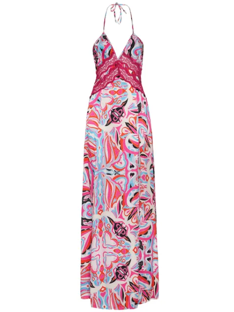 Philipp Plein abstract-print V-neck maxi dress Pink SADCWRG2895PTE003N
