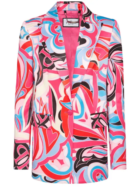 Philipp Plein graphic-print single-breasted blazer Pink SADCWRF0613PTE003N