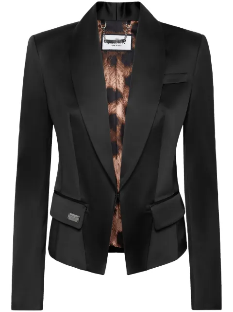 Philipp Plein satin-finish single-breasted blazer Black SADCWRF0597PTE003N