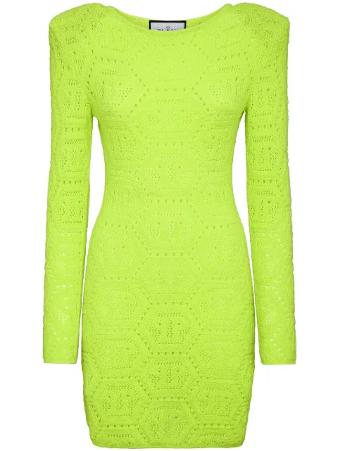 Philipp Plein monogram-intarsia mini dress Green SADCWKG0387PKN002N