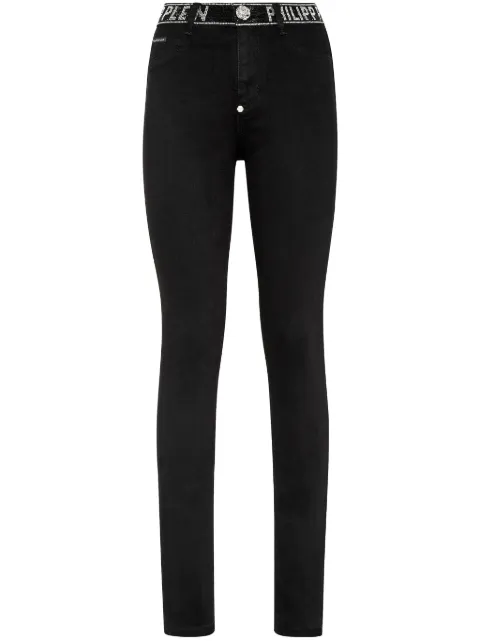 Philipp Plein crystal-embellished high-waist jeans Black SADCWDT2516PDE004N