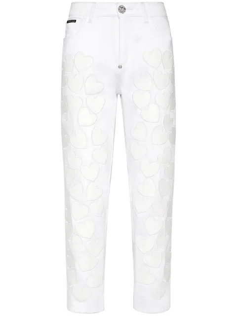 Philipp Plein Heart-patches cropped jeans White SADCWDT2497PDE004N