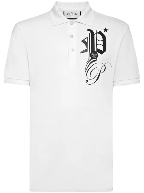 Philipp Plein Gothic Plein cotton polo shirt White SADCMTK6882PTE003N