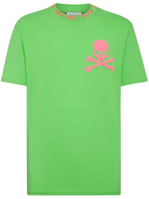 Philipp Plein Skull&Bones-print cotton T-shirt Green SADCMTK6828PJY002N