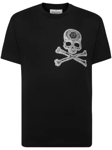 Philipp Plein Skull&Bones rhinestoned T-shirt Black SADCMTK6805PJY002N