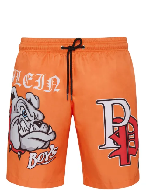 Philipp Plein logo-print swim shorts Orange SADCMMX0092PNY002N