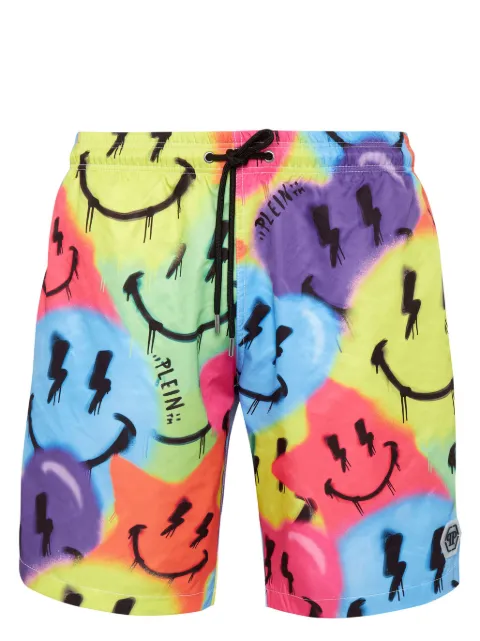 Philipp Plein smiley face-print swim trunks Multicolour SADCMMX0090PNY002N