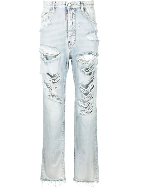 DSQUARED2 ripped low-rise straight-leg jeans Blue S71LB1320S30309