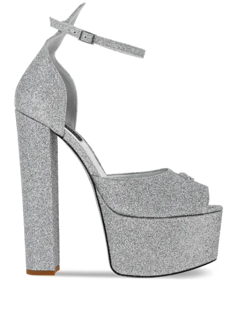 Philipp Plein 120mm glitter-detailing leather sandals Silver SADSWSA0657PTE120N
