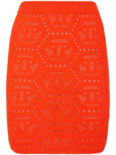 Philipp Plein monogram-knit mini skirt Orange SADCWKV0073PKN002N
