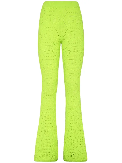 Philipp Plein patterned-knit flared trousers Yellow SADCWKT0154PKN002N