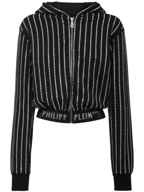 Philipp Plein crystal-embellished zip-up hoodie Black SADCWJB1706PJO002N