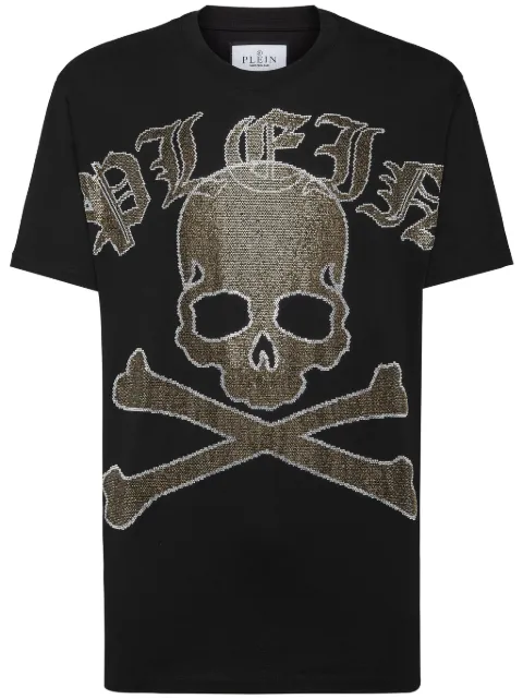 Philipp Plein Gothic Plein Strass cotton T-shirt Black SADCMTK6968PJY002N