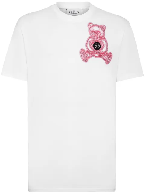 Philipp Plein teddy bear-print cotton T-shirt White SADCMTK6807PJY002N