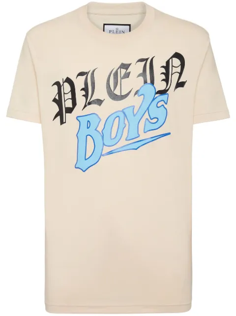Philipp Plein slogan-print cotton T-shirt Neutrals SADCMTK6790PJY002N