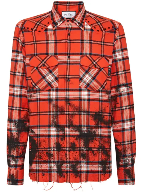 Philipp Plein Gothic Plein tartan-print shirt Black SADCMRP2042PTE003N