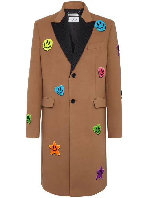 Philipp Plein multi-patch single-breasted coat Brown SADCMRA0529PTE076N