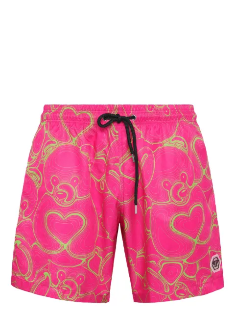 Philipp Plein heart-print swim trunks Pink SADCMMX0093PNY002N
