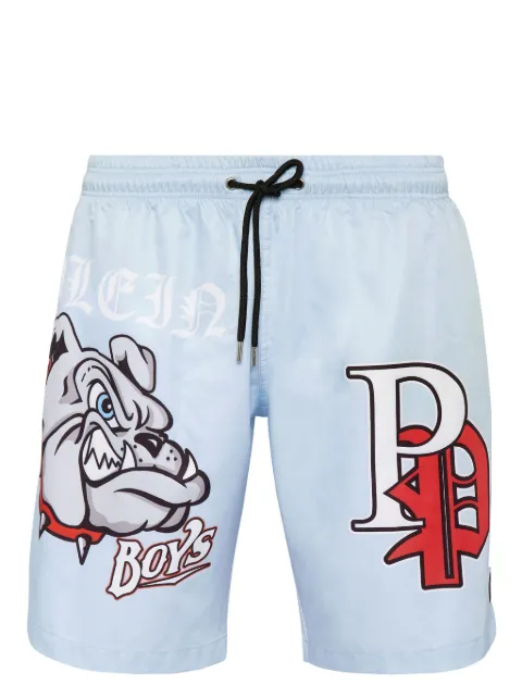 Philipp Plein Bulldogs-print swim shorts Blue SADCMMX0092PNY002N