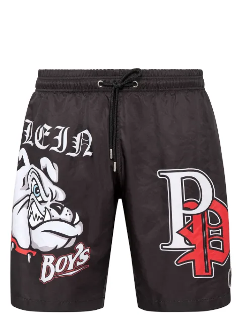 Philipp Plein Bulldogs-print swim shorts Black SADCMMX0092PNY002N
