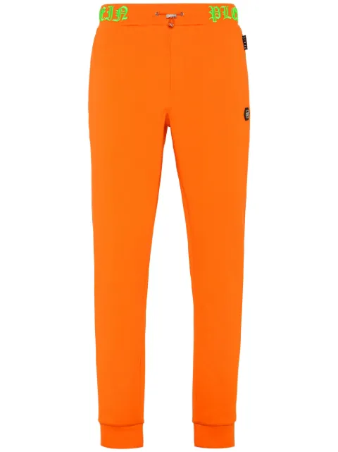 Philipp Plein Skull and Bones logo-waistband track pants Orange SADCMJT2312PJO002N