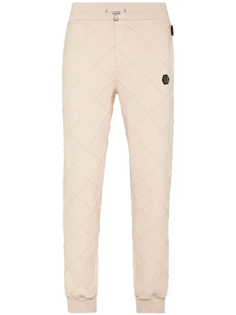 Philipp Plein logo-appliqué quilted track pants Neutrals SADCMJT2296PJO002N