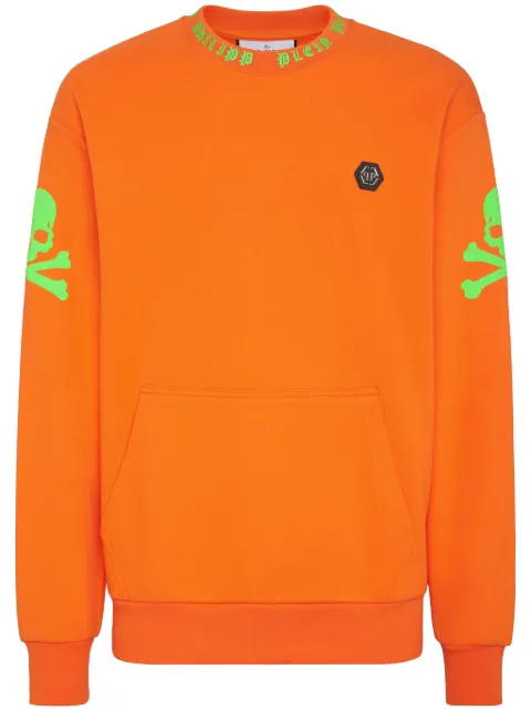 Philipp Plein graphic-print cotton sweatshirt Orange SADCMJO1141PJO002N
