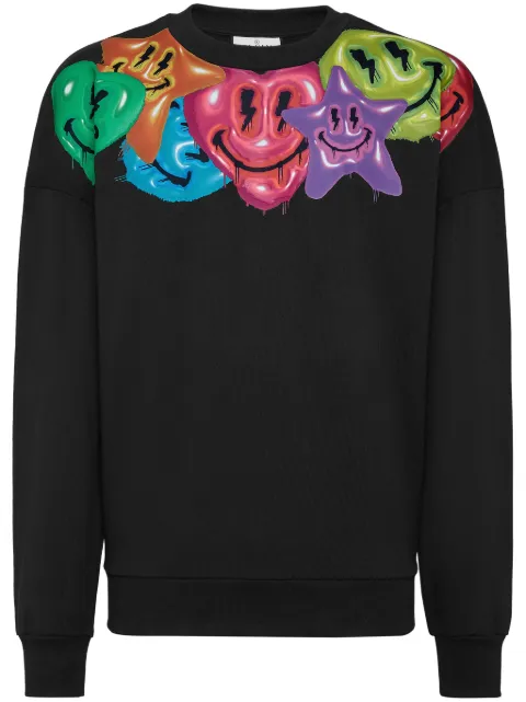 Philipp Plein smiley face-print sweatshirt Black SADCMJO1131PJO002N