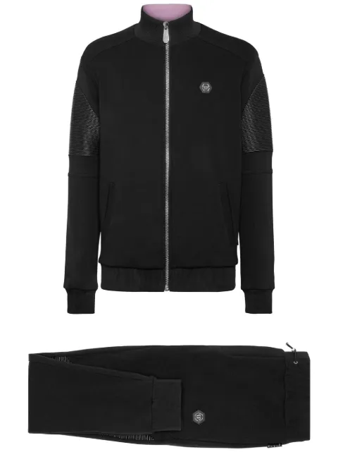 Philipp Plein logo-appliqué panelled tracksuit Black SADCMJJ0516PTE120N