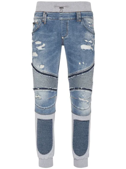 Philipp Plein Skull & Bones tapered jeans Blue SADCMDT3669PDE004N