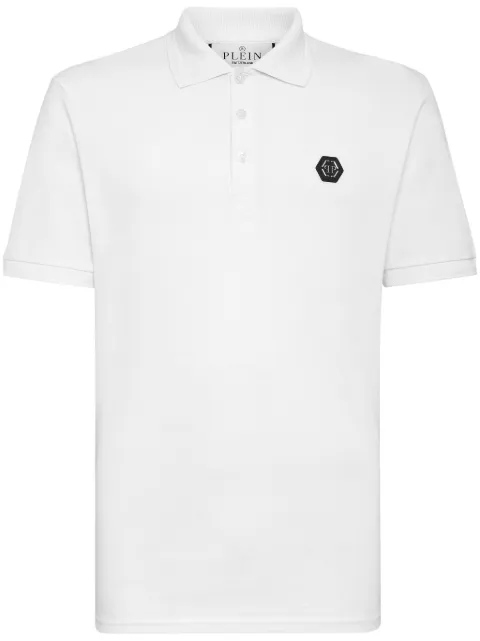 Philipp Plein logo-print cotton polo shirt White SADCMTK6887PTE003N
