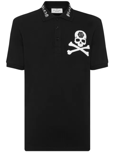 Philipp Plein skull-print cotton polo shirt Black SADCMTK6876PTE003N