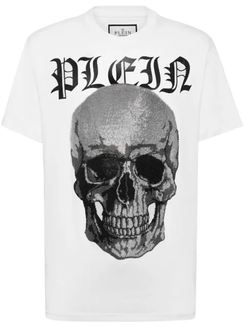 Philipp Plein Crystals Skull cotton T-shirt White SADCMTK6849PJY002N